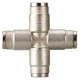 Brass Slip Lock Cross Connector for 3/8 inch (Ø9.52mm) high Pressure tubing-Imported